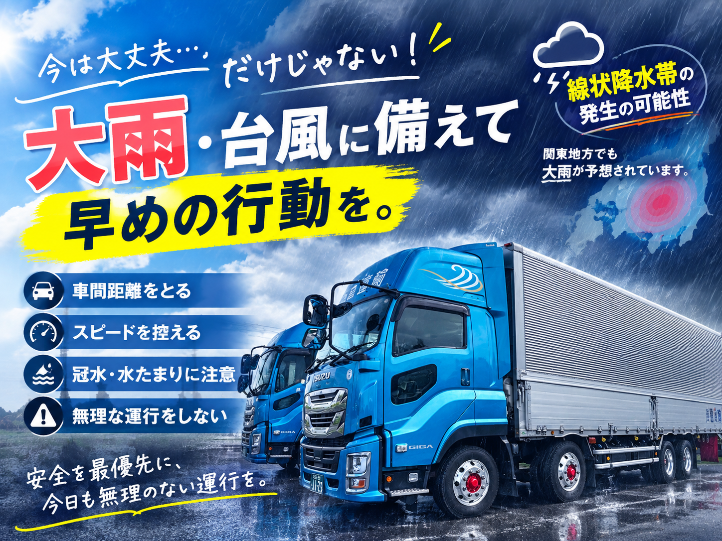 大雨予報の週明け